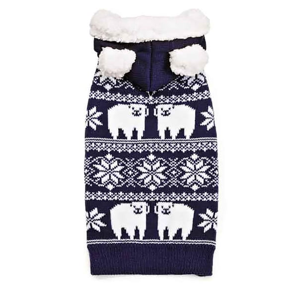 Zack & Zoey Acrylic Polar Bear Dog Sweater, Blue, XS