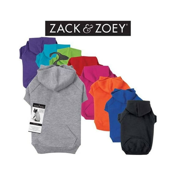 Zack & Zoey Basic Hoodie for Dogs, 8" X-Small, Heather Gray