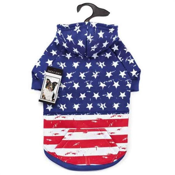Zack & Zoey UM6404 24 Distressed American Flag Hoodie - Extra Large