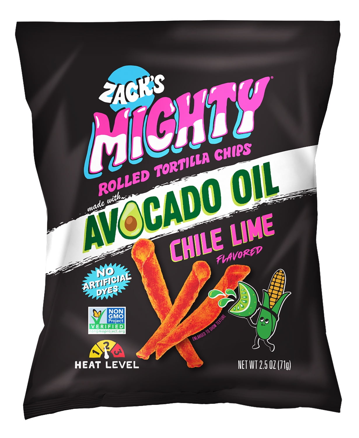 MIchan★ ！AZ ラム&ポテト✖️2袋 Zack's Mighty Avocado Oil Rolled Tortilla Chips - Chile Lime, 2.5
