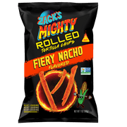 Zack's Mighty Fiery Nacho Rolled Tortilla Chips, 7 oz Film Bag, No Artificial Colors or Dye