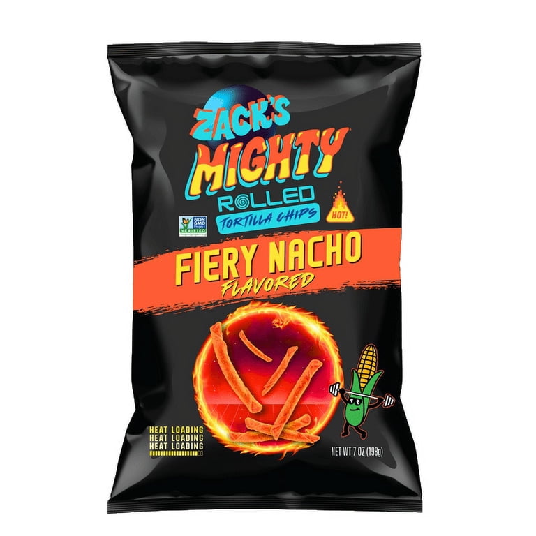 Zack's Mighty Tortilla Chips Rolled Non GMO Fiery Nacho - 7 oz