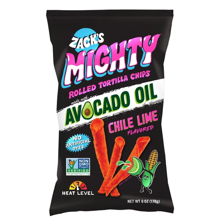 Zack's Mighty Avocado Oil Rolled Tortilla Chips - Chile Lime, 6 oz