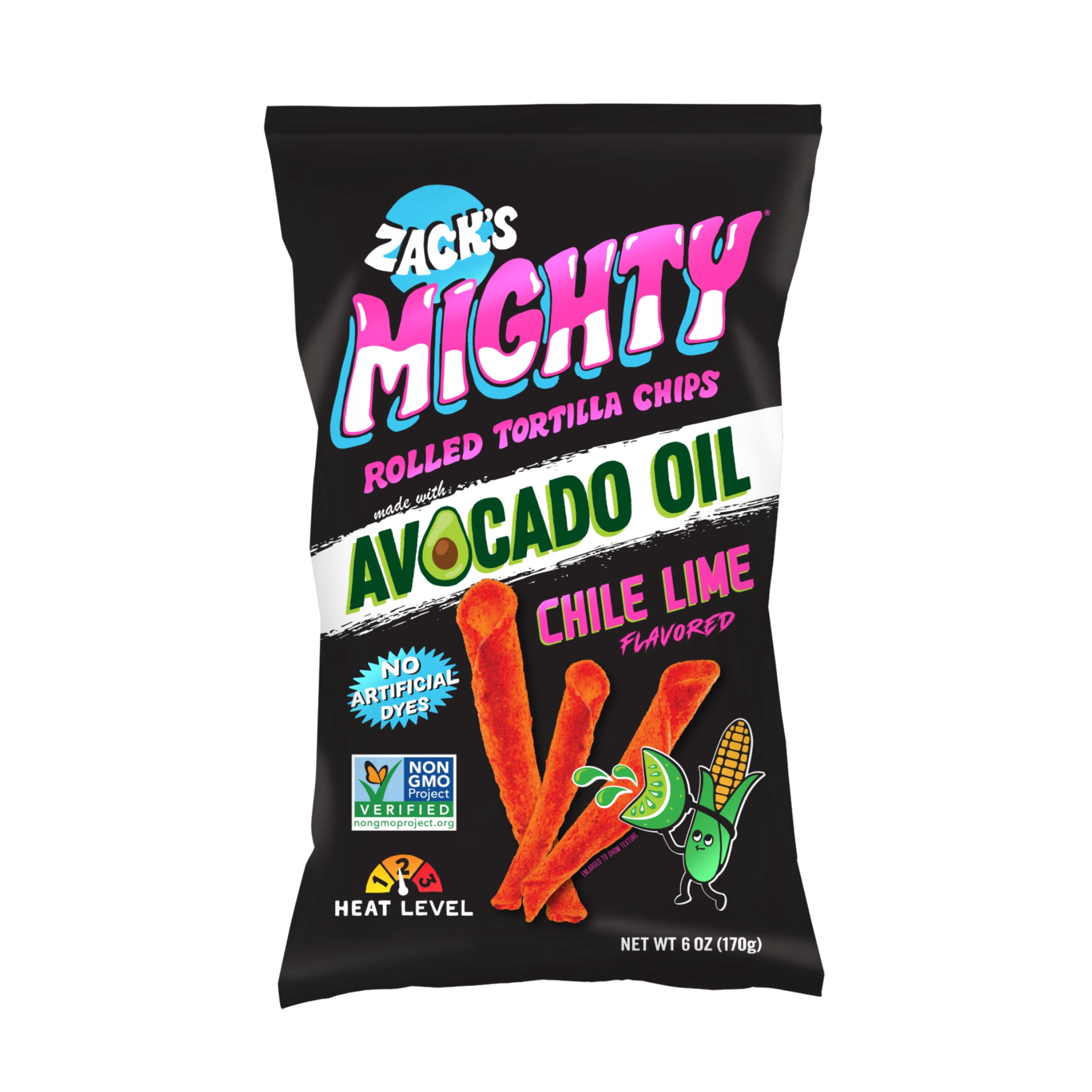 Zack's Mighty Avocado Oil Rolled Tortilla Chips - Chile Lime, 6 oz