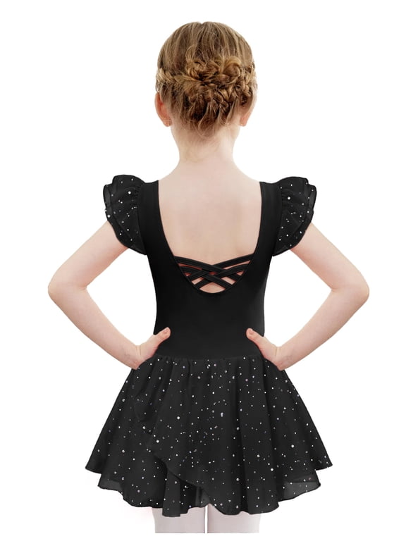 Black Leotard for Girls Toddler Hollow Back Dance Dress Outfit with