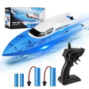 Zacro 2.4G Remote Control Boat, 20+ MPH High Speed Fast Racing Boat for Adults and Kids, 2 Batteries