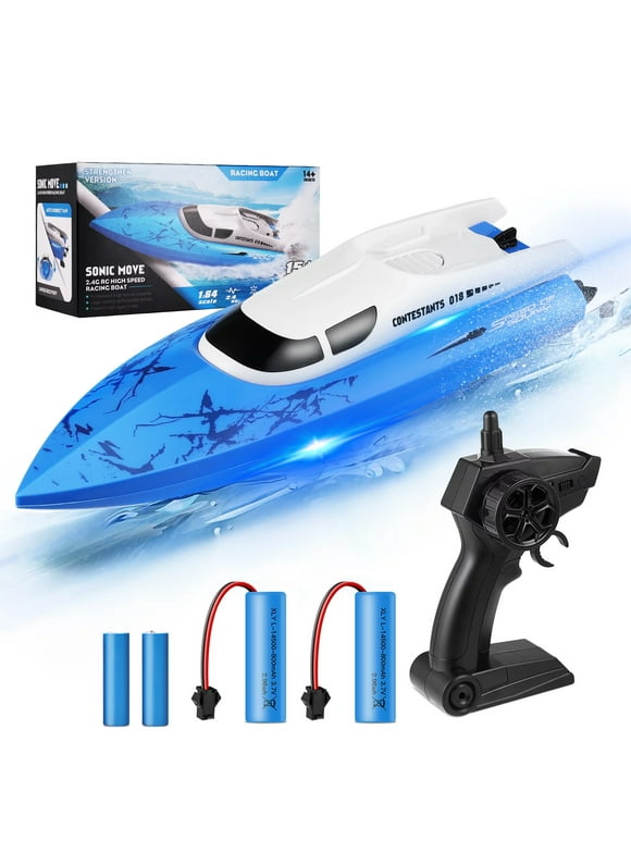 Zacro 2.4G Remote Control Boat, 20+ MPH High Speed Fast Racing Boat for Adults and Kids, 2 Batteries
