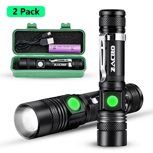 Zacro 2000 Lumens Mini LED Flashlight, USB Rechargeable Super Bright