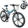 Zacro 26" Folding Mountain Bike, 24 Speed Dual Disc Brake Alloy Wheels