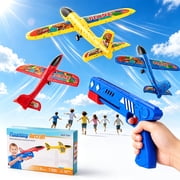 Zacro Airplane Launcher Toys3 Pack , Foam Glider Catapult Airplane Toy for Boys Girls 4-12 Year Old, Outdoor Flying Toys Gifts, Red, Green, Blue