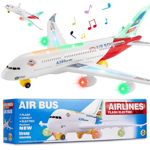Zacro Airplane Toys for Toddlers, Bump and Go Action, Kids Toy Plane with LED Flashing Lights and Sounds for Boys & Girls 3 -12 Years Old