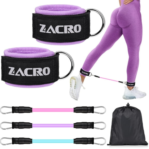Zacro Ankle Resistance Bands Set, 3 Levels Ankle Tube Band with Cuffs,  Ankle Bands for Home Workouts & Gym, Recoils and Glutes Workout, Legs Resistance Bands for Women & Men