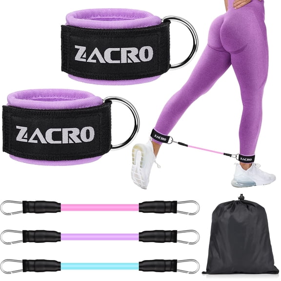 Zacro Ankle Resistance Bands Set, 3 Levels Ankle Tube Band with Cuffs,  Ankle Exercise Bands for Home Workouts & Gym, Recoils and Glutes Workout, Legs Resistance Bands for Women & Men