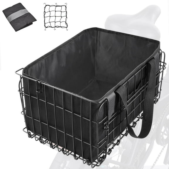 Zacro Bike Basket, Folding Bicycle Rear Basket with Removable Liner Bag, Large Metal Bike Basket for Pets, Shopping, Grocery