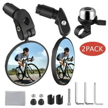 Zacro Bike Mirror (2 Pack) , 360° Rotation Adjustable Bicycle Rear View Mirrors, Bicycle Handlebar Glass Mirror with Bike Bell