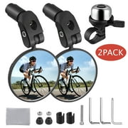 Zacro Bike Mirror 2 Pack , 360  Rotation Adjustable Bicycle Rear View Mirrors, Bicycle Handlebar Glass Mirror with Bike Bell