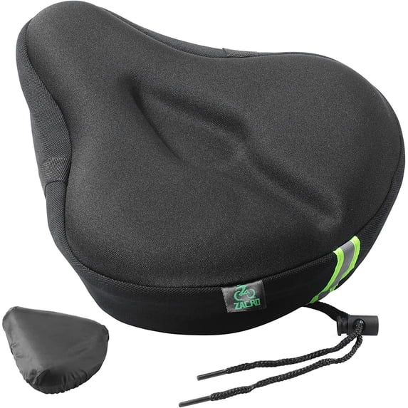 Zacro Bike Seat Cover, Comfortable Exercise Bicycle Saddle Gel Cushion Extra Soft Wide Padded Cover for Indoor Outdoor, Black