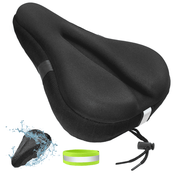 Zacro Bike Seat Cover, Gel Bike Seat Cushion Cover with Memory Foam for Men Women, Comfortable Bicycle Seat Saddle for Outdoor & Indoor