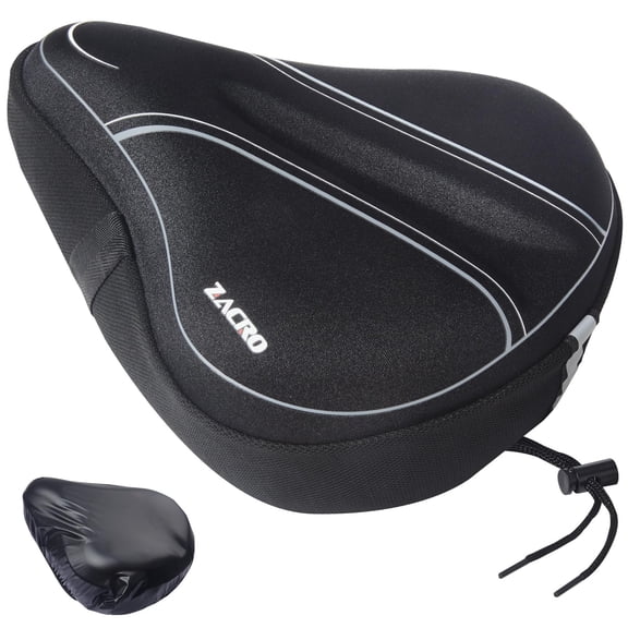 Zacro Bike Seat Cover Padded, Soft Gel Bike Saddle with Memory Foam Padding for Men Women, Comfortable Bike Seat Cushion Cover for Outdoor & Indoor