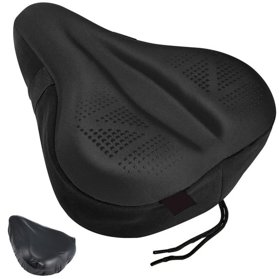 Zacro Bike Seat Cover Padded, Soft Gel Bike Saddle with Memory Foam Padding for Men Women, Non-Slip Wide Padding Bike Seat Cushion Cover for Outdoor & Indoor