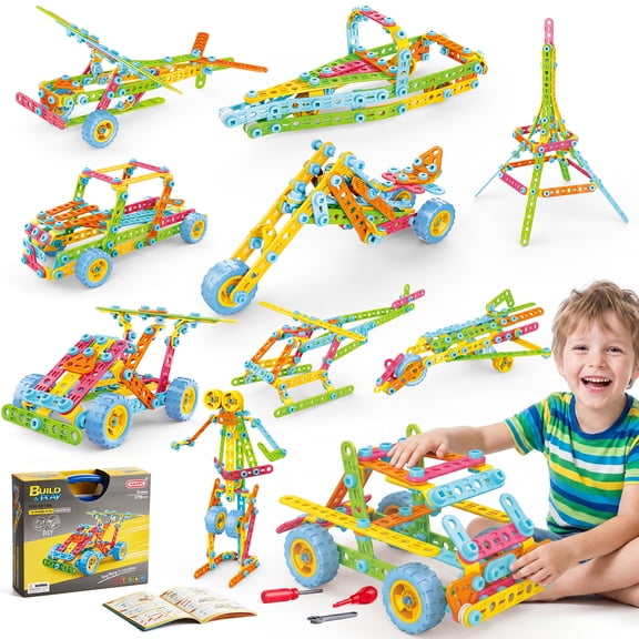 Zacro 10-in-1 Construction Building Set for Kids Ages 4-8, STEM Engineering Toy with Tools and Storage Case, Build Cars, Helicopters & Robot, Educational Gift for Boys and Girls