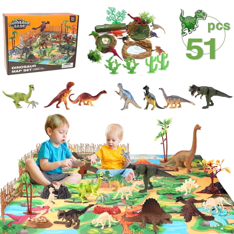 toys by nature プレイベース　2枚セット Zacro Dinosaur Toys Play Set, 51pcs Dinosaur Figures, Play Mat