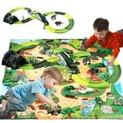 Zacro Dinosaur Toys Race Car Track Set, 240pcs Flexible Track Playset with Play Mat for Kids Toddler Boys Girls Gift Ages 3 4 5 6 7 8 Year Olds