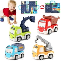 Zacro Friction Powered Cars Push and Go Toys Car Construction Vehicles Toy Set for Toddler Boys Grils Kids Gift Age 1-3 Years
