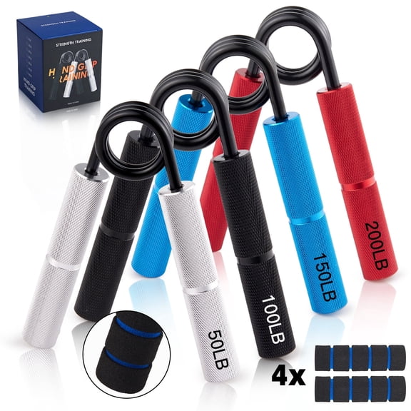 Zacro Grip Strength Trainer Set, 4 Pack Hand Gripper Strengthener (50-200LB), Wrist Forearm Strengthener with Grip Pads for Strength Training, Exercise, Injury Recovery, Muscle Building