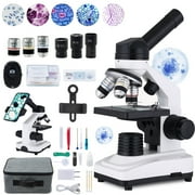 Zacro Microscope for Kids, 40X-2000X Beginner Science Microscope Kit with Microscope Slides, Wireless Remote Control, LED Light & Smartphone Adapter for School Laboratory Home Education