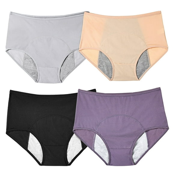 Zacro Period Underwear for Women (4 Pack), High Waist Leak-Proof Period Panties Ladies Menstrual Protective Briefs Underwear for Women,Teen (M, 4 Color)