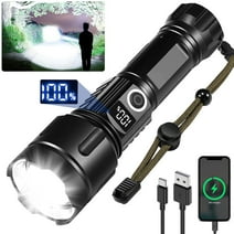 Zacro Rechargeable Flashlight High Lumens, 900000 Lumens XHP70.3 Super Bright Tactical Flashlight with Digital Power Display, 5 Modes, IPX7 Waterproof LED Flashlight for Emergencies, Camping, Hiking