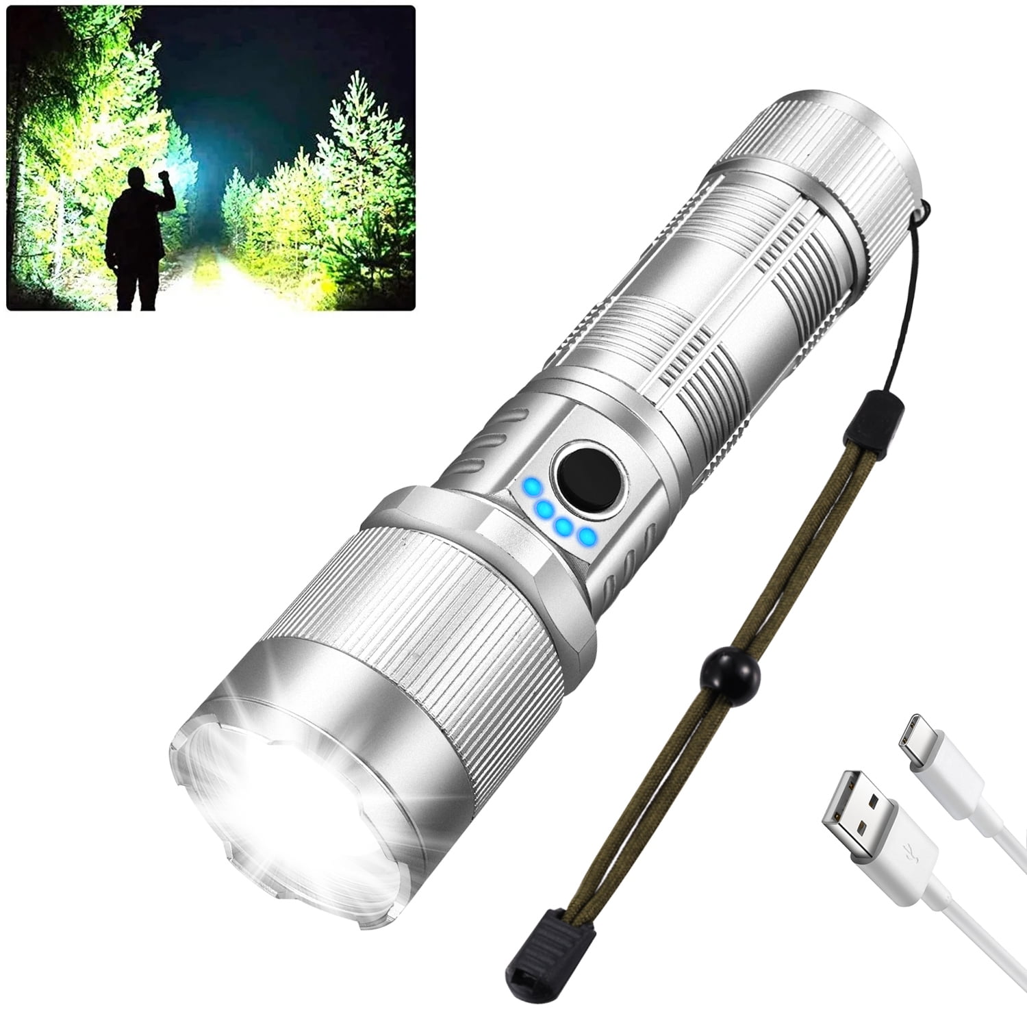 https://i5.walmartimages.com/seo/Zacro-Rechargeable-LED-Flashlight-90000-High-Lumens-Super-Bright-Powerful-Zoomable-Waterproof-LED-Flashlight-for-Emergencies-Camping-Home-Silver_4d5756c8-6f4b-46f3-9b6a-52bd5c546115.2e6b8bca7b7619834ba9944d297ea038.jpeg