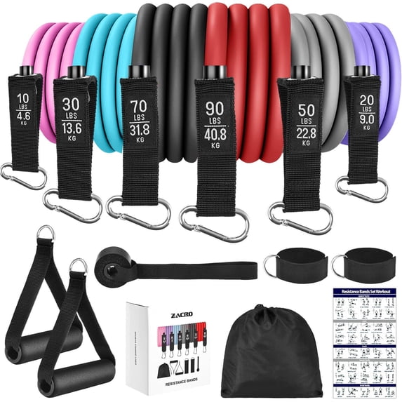 Zacro Resistance Bands Set, 270 lbs Heavy Exercise Resistance Bands with Handles Door Anchor for Muscle Training Stretching Workout Bands for Home Gym
