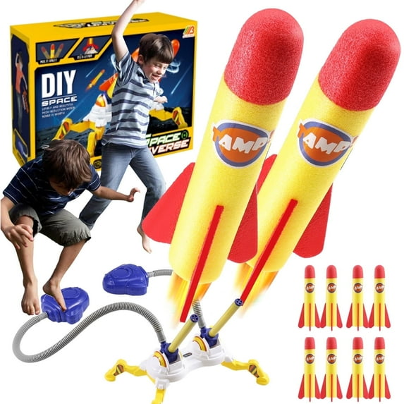 Zacro Rocket Launcher for Kids, Rocket Toys with 8 Foam Rockets, Shoots Up to 100 Feet, Rocket Outdoor Toy Gift for Boys and Girls
