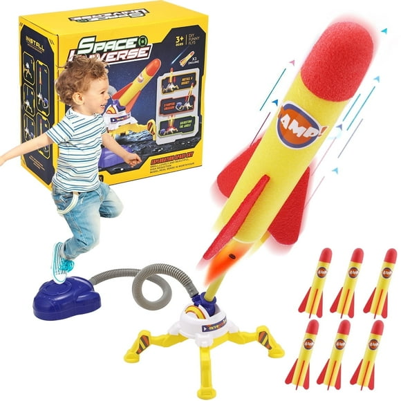 Zacro Rocket Launcher for Kids, Dueling Rocket Toy with 6 Foam Rockets Shoots Up to 100 Feet, Rocket Outdoor Toy Gift for Boys and Girls Age 3+