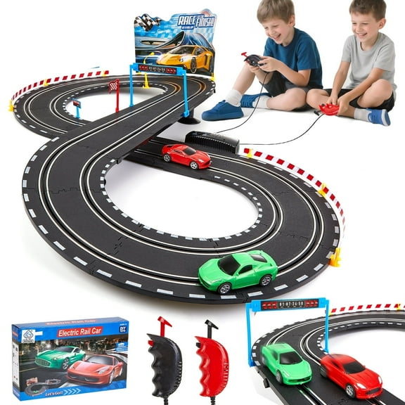 Zacro Slot Car Race Track Set, 20ft Electric Race Car Track with 2 High-Speed Racing Car, 2 Electric Controller for Boys Girls Kids