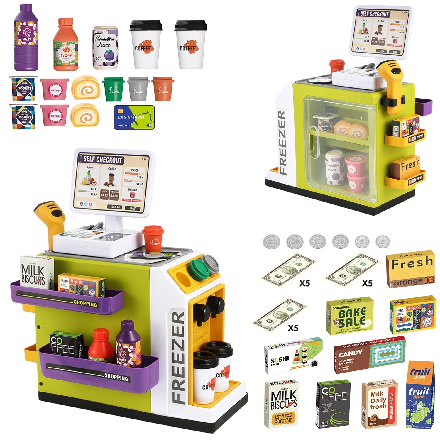 Zacro Toy Cash Register for Kids, Pretend Play Store Toy Cash Register ...
