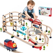 Zacro Electric Train Set for Kids, 146-Piece City Train Track Set with Train, Bridges, Loops & Signs, Battery-Powered Train Toy for Boys & Girls Ages 3-7