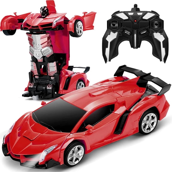 Zacro Transform RC Car Toys, 2.4Ghz 1:18 Scale Remote Control Car Transforming Robot, One-Button Deformation 360 Rotation Drifting Car Transform Toys Gift