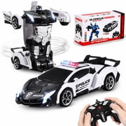 Zacro Transform RC Car Toys, 2.4Ghz 118 Scale Remote Control Car Transforming Robot, One-Button Deformation 360 Rotation Drifting Car Transform Toys Gift