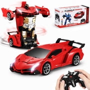 Zacro Transform RC Car Toys, 2.4Ghz 118 Scale Remote Control Car Transforming Robot, One-Button Deformation 360 Rotation Drifting Car Transform Toys Gift