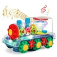 thumbnail image 1 of Zacro Transparent Electric Gear Train Toy, 360 Rotating Toy Train with Flashing Lights and Music, Bump and Go Train Toys for Toddler Boys Girls, 1 of 9