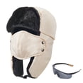 thumbnail image 1 of Zacro Trapper Hat for Men Women, Winter Hat Trooper Russian Warm Hat with Ear Flaps Windproof Mask, Beige, 1 of 8