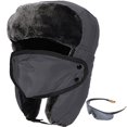 thumbnail image 1 of Zacro Trapper Hat for Men Women, Winter Hat Trooper Russian Warm Hat with Ear Flaps Windproof Mask, Gray, 1 of 7