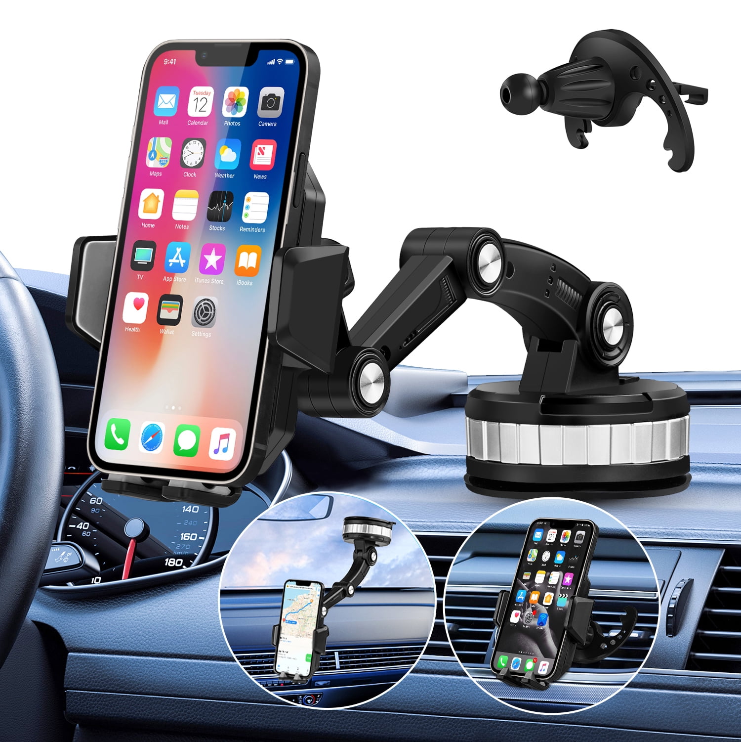Zacro Universal Car Phone Holder Dashboard Windshield Phone Mount 360
