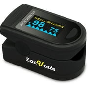 Zacurate Pro Series 500D Deluxe Sporting/Aviation Fingertip Pulse Oximeter Blood Oxygen Saturation Monitor with silicon cover, batteries and lanyard (Mystic Black)