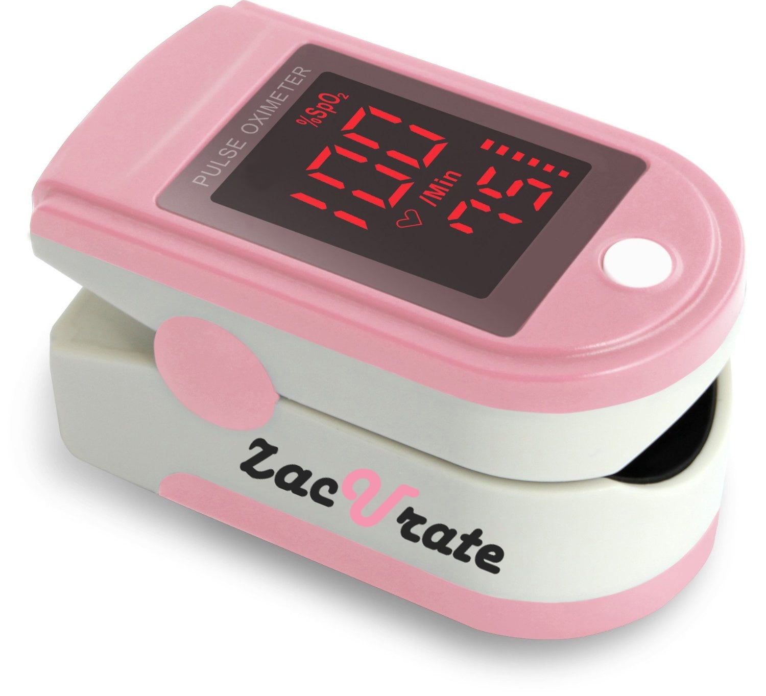 Zacurate Pro Series 500DL Fingertip Pulse Oximeter Blood Oxygen Saturation Monitor with Silicone Cover, Batteries and Lanyard (Blushing Pink)