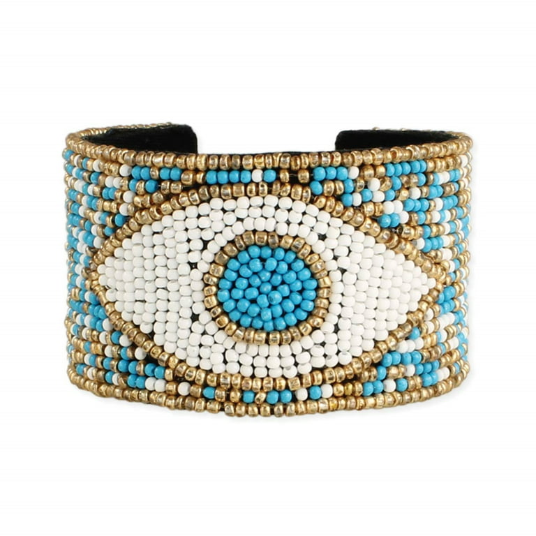 Evil Eye Bracelet, Evil Eye Charm Bracelet, Seed Beads Bracelet