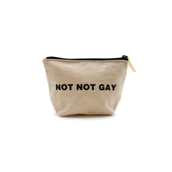Zaddy Earth Not Not Gay Beige Pouch, Cotton Canvas